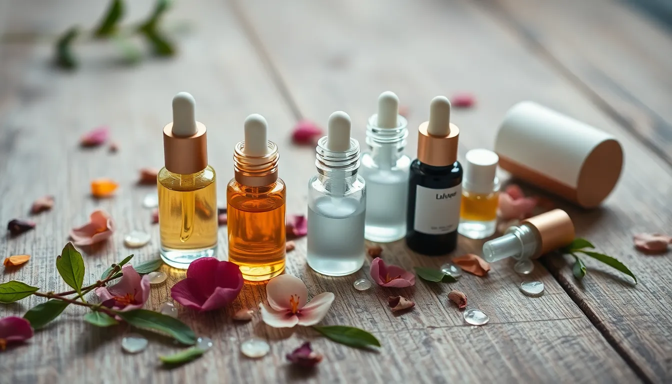 다양한 스킨케어 앰플들이 진열된 모습