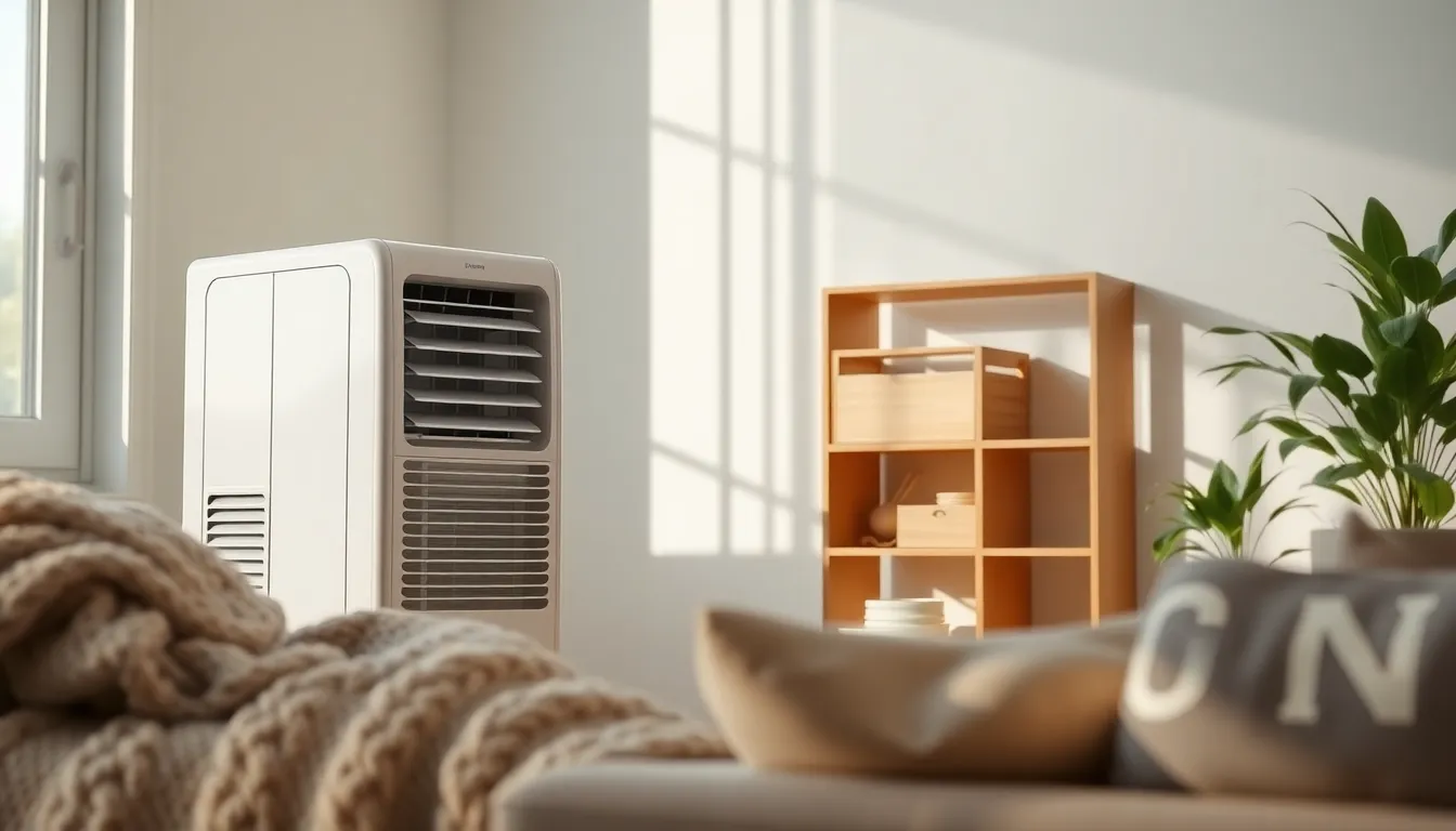 다양한 유형의 에어컨이 배치된 현대적인 거실 이미지