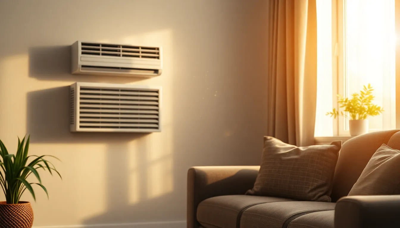 다양한 종류의 에어컨이 놓인 현대적인 거실 이미지