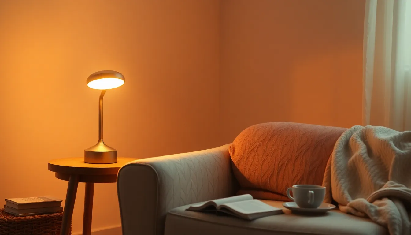 스마트 조명으로 꾸며진 1인 가구의 편안한 거실 모습