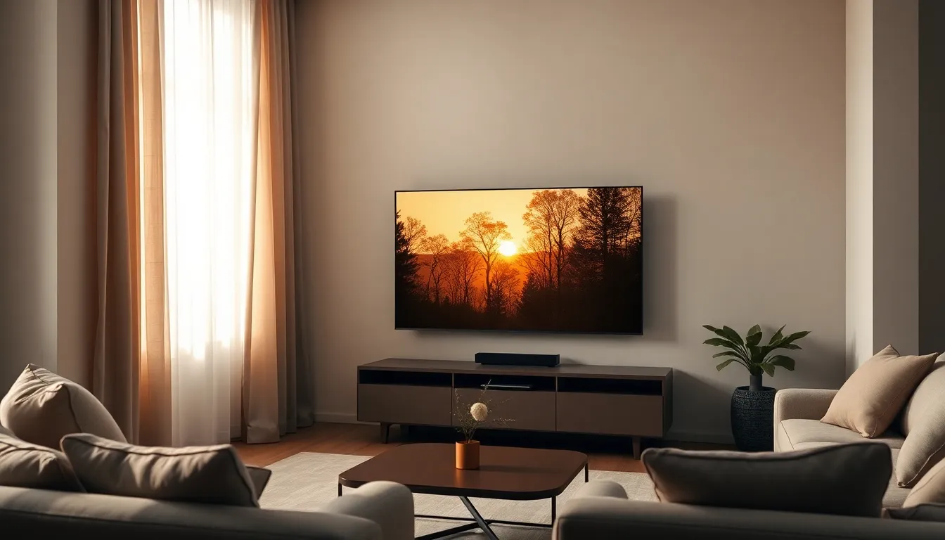 TCL 98인치 TV가 설치된 모던한 거실 전경